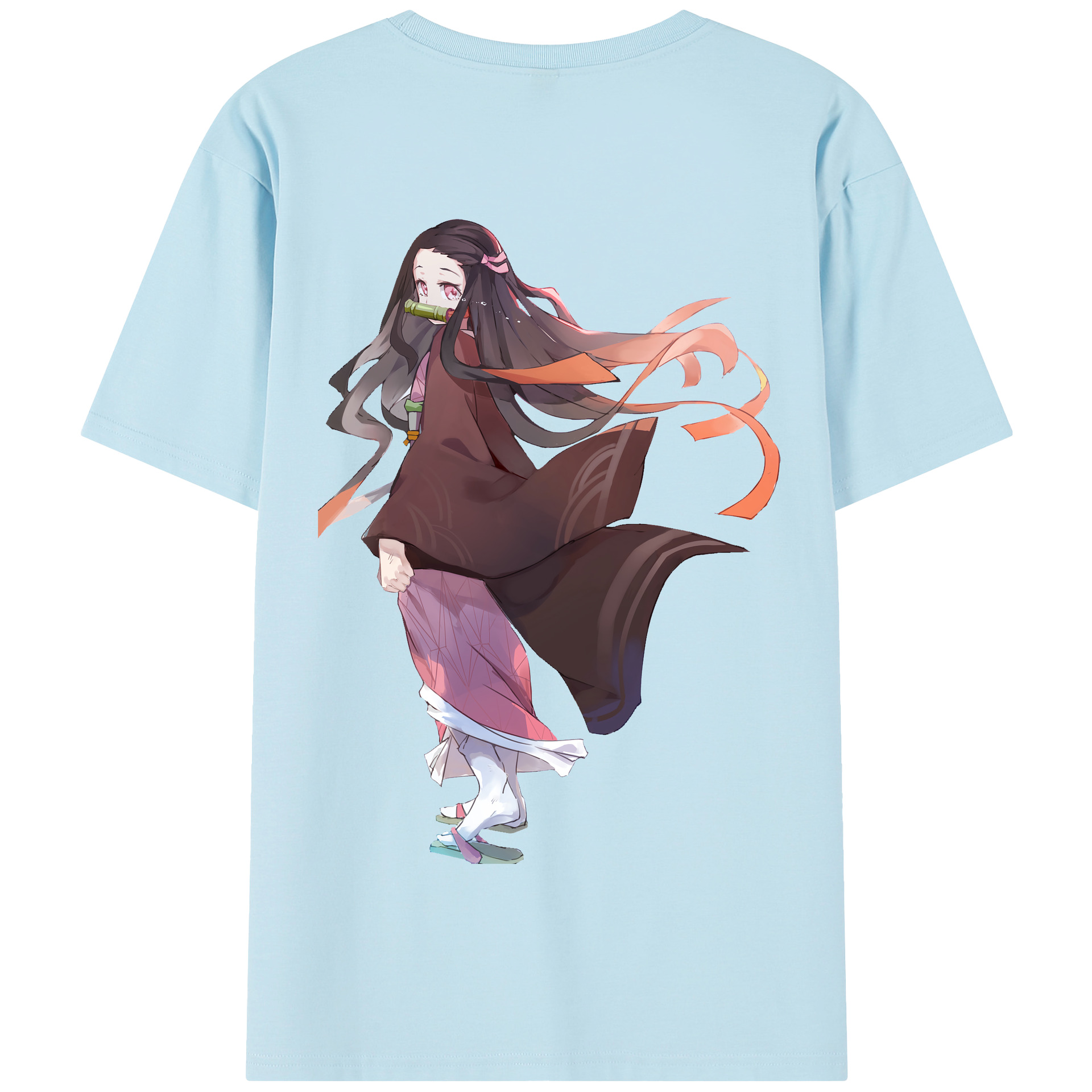 （画像用） 鬼滅の刃（きめつのやいば）竈門 禰󠄀豆子／かまど ねずこ Kamado Nezuko 綿100％半袖Tシャツ（背面プリント）